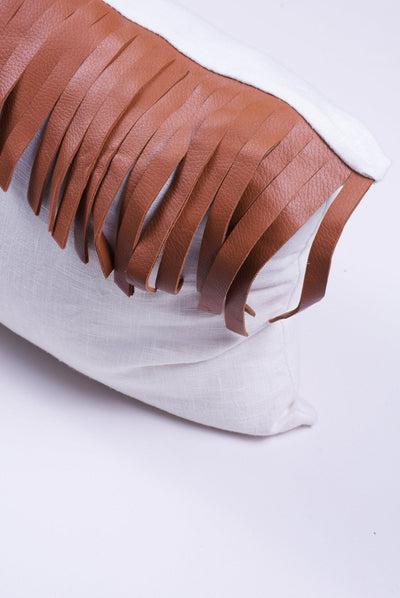 Leather Fringes Pillow by Homelosophy