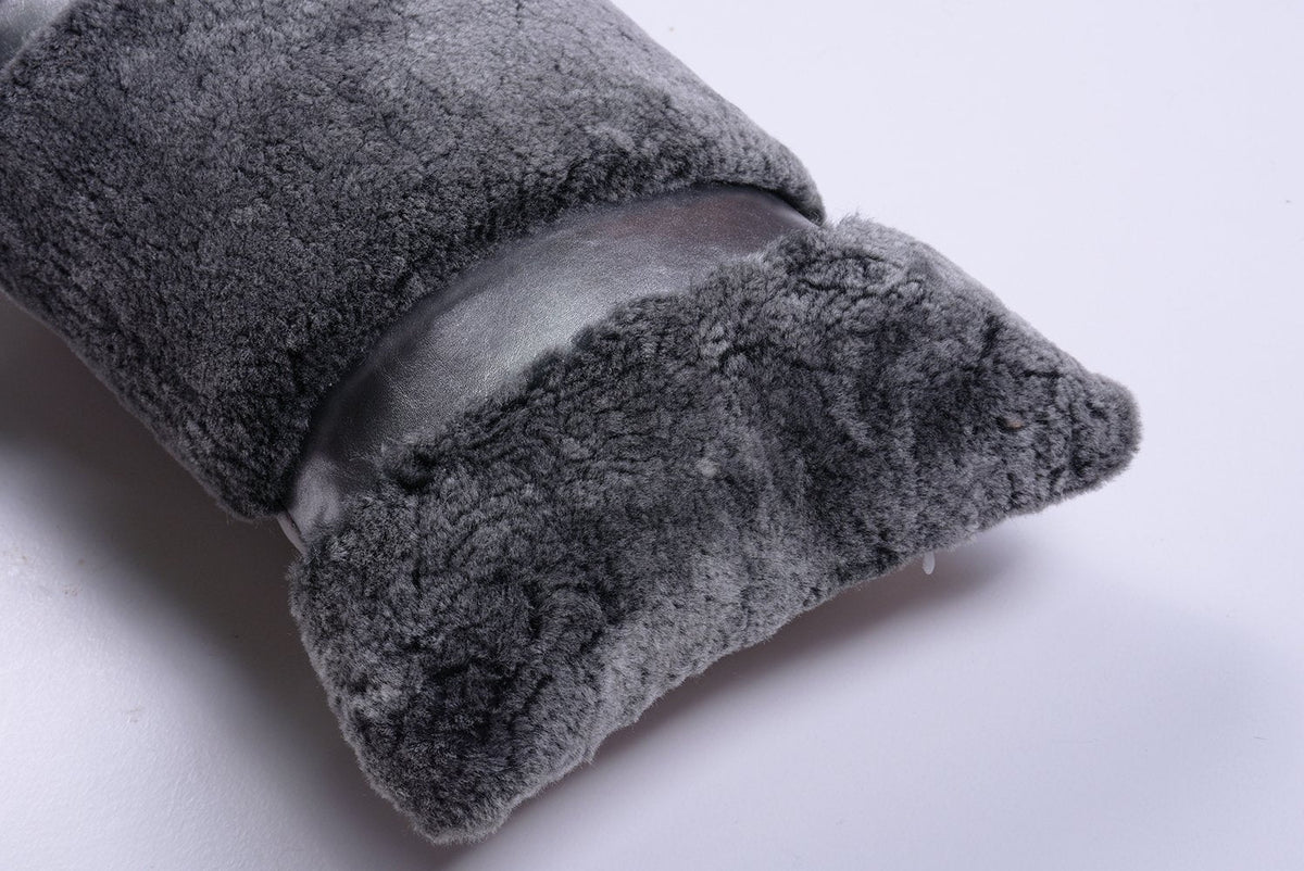 Shearling & Leather Lumbar Pillow by Homelosophy