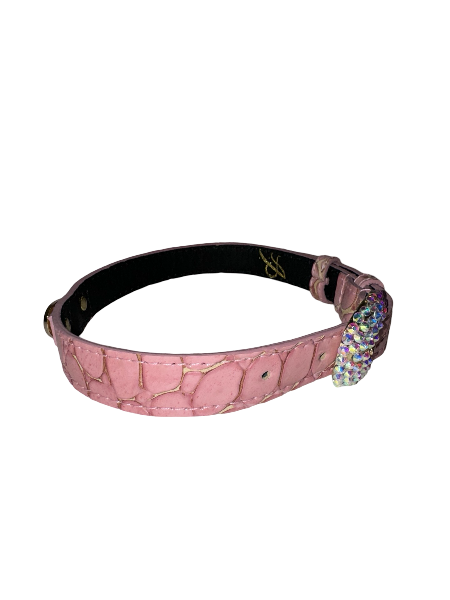 Soft Pink Embossed Croc Italian Leather Collar