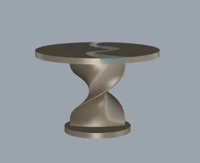 Round epoxy resin dining table with walnut wooden vortex base