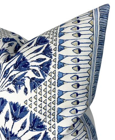 Cairo Pillow Cover in Blue and White, Thibaut Pillows