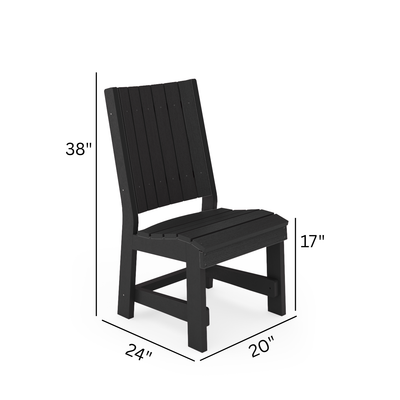 SoPoly Callaway Armless Table Chair in outdoor setting showing slim armless design and wood grain texture