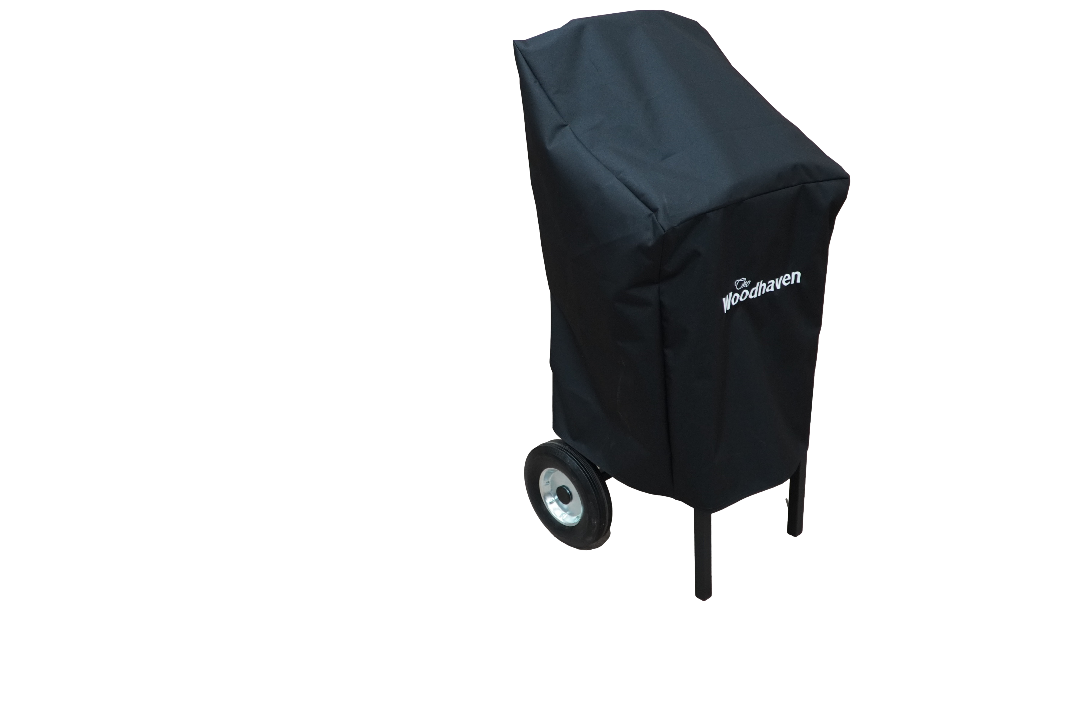Woodhaven Full Firewood Rack Cover with zipper closure protecting stacked firewood outdoors
