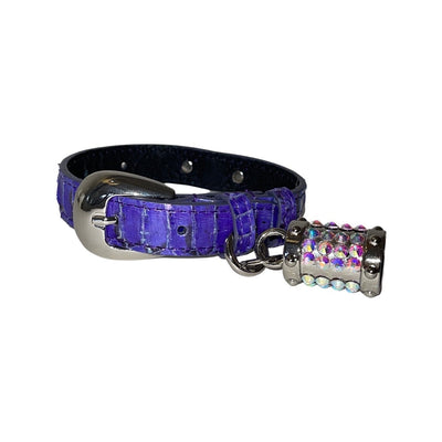 XS/S 7”-14” Iridescent Purple/Silver Custom Snake Collar/Custom Silver