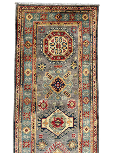 Hand-Knotted Afghan Kazak Wool Runner Rug – 2'7" x 12'3" – Traditional by Rugistan - product image 6 for Resin Society