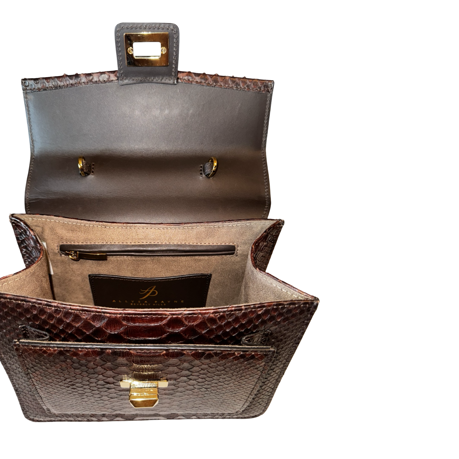 Sienna Horse Handle Handbag Authentic Multi-Toned Brown Python by Allysa Payne Beverly Hills - product image 4 for Resin Society