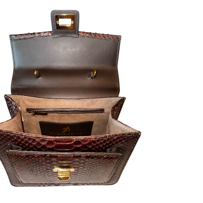 Sienna Horse Handle Handbag Authentic Multi-Toned Brown Python by Allysa Payne Beverly Hills - product image 4 for Resin Society