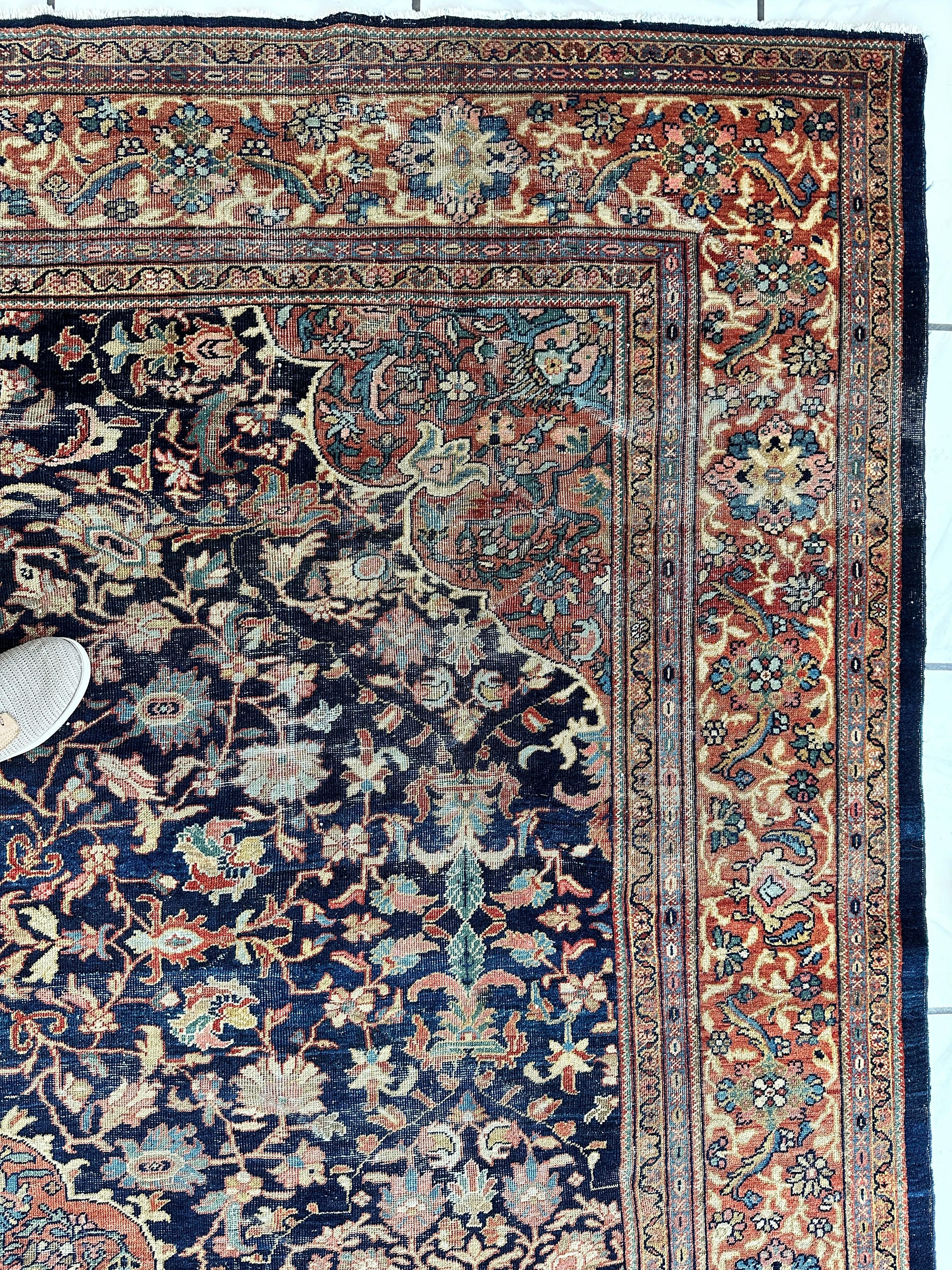 Antique Persian Mahal Rug 8’3”x12’ - Circa 1900 Treasure by Rugistan - product image 9 for Resin Society