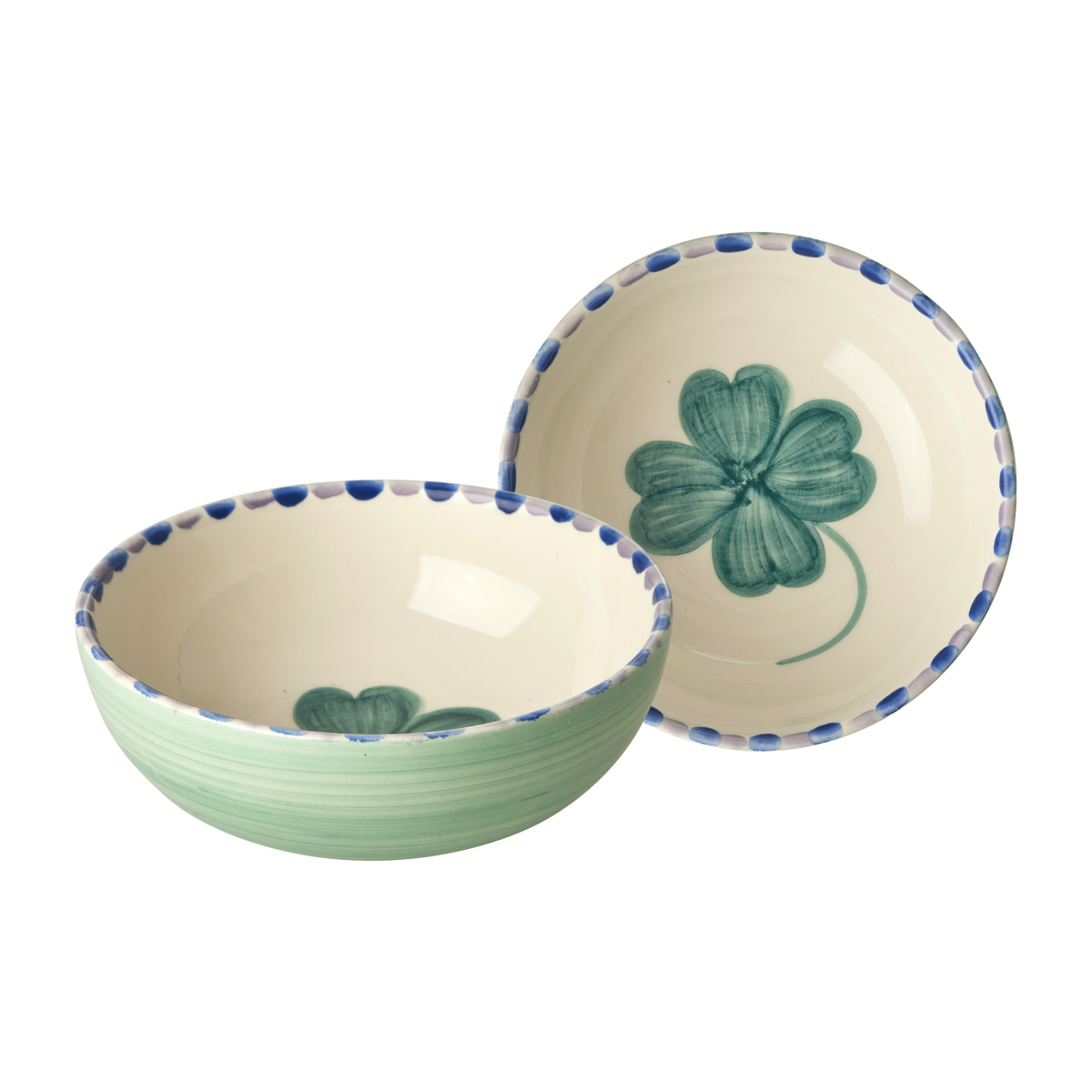 Ceramic Bowl with Hand Painted Good Luck Clover - 11.8 oz by Rice By Rice - main product image for Resin Society