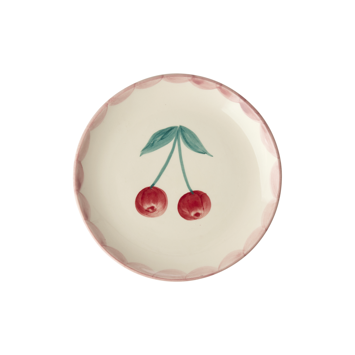 Ceramic Cake Plate with Hand Painted Cherries by Rice By Rice - main product image for Resin Society