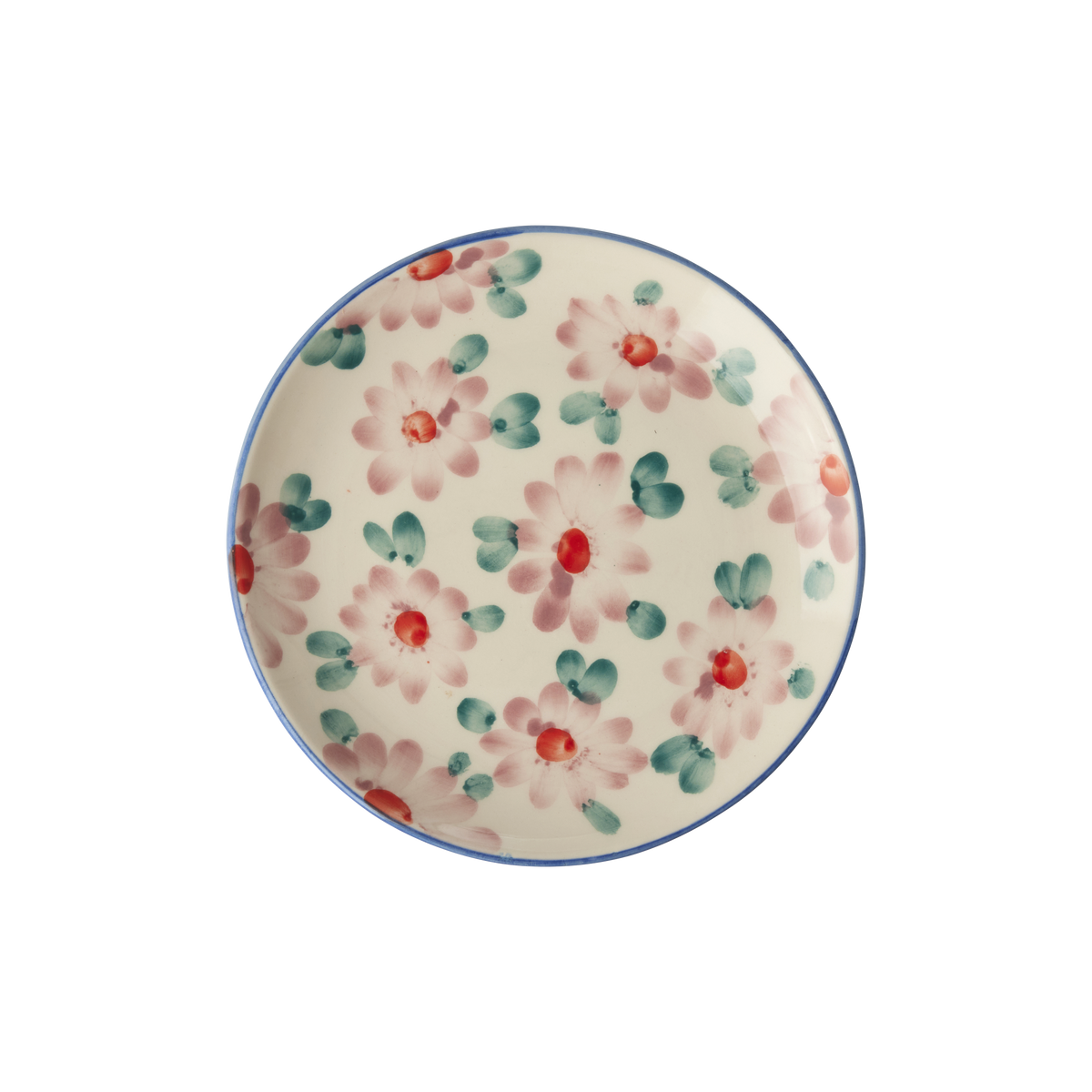 Ceramic Cake Plate with Hand Painted Pink Flowers by Rice By Rice - main product image for Resin Society