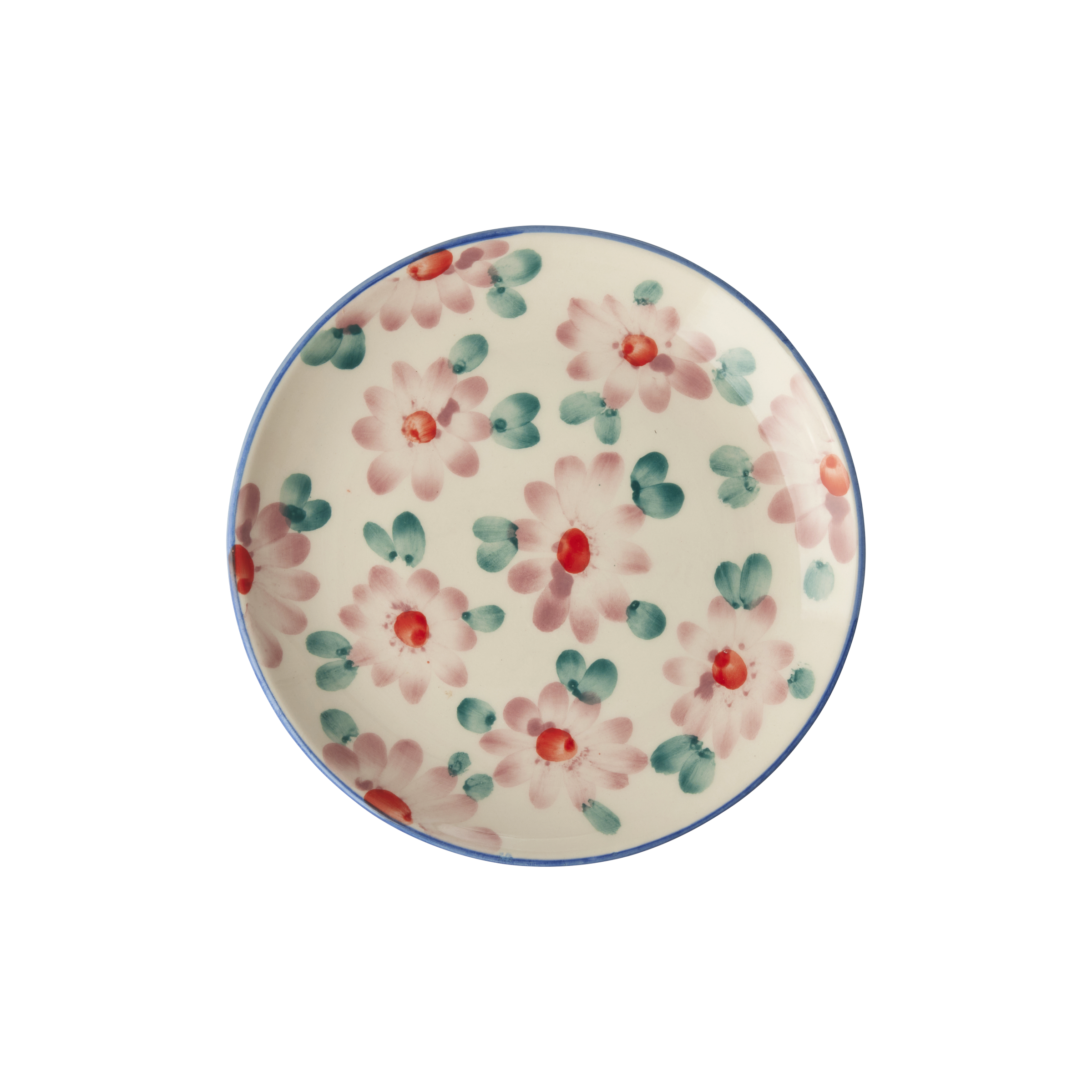 Ceramic Cake Plate with Hand Painted Pink Flowers by Rice By Rice - main product image for Resin Society