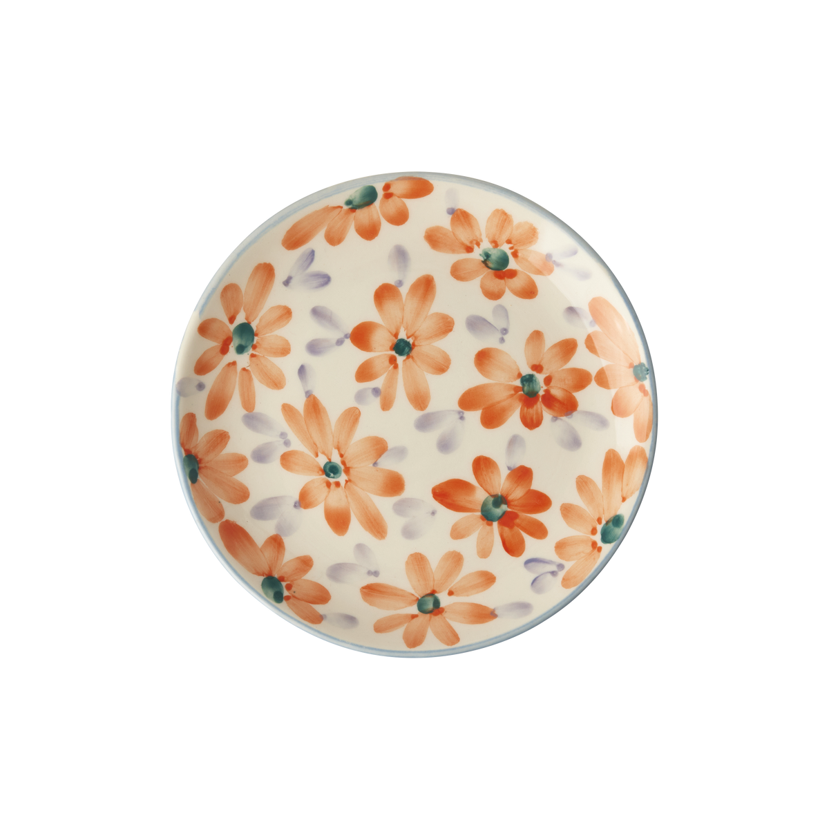 Ceramic Cake Plate with Hand Painted Orange Flowers by Rice By Rice - main product image for Resin Society