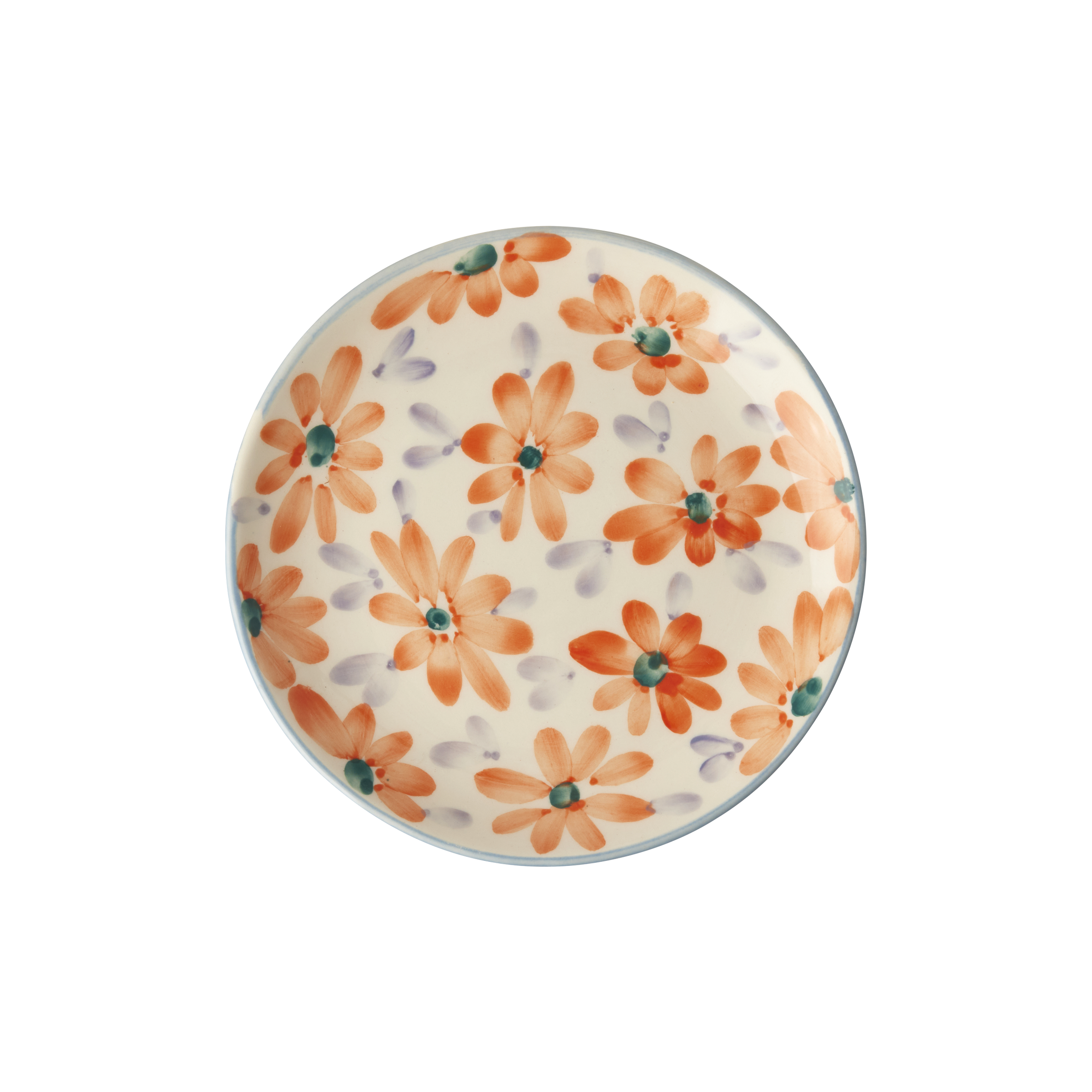 Ceramic Cake Plate with Hand Painted Orange Flowers by Rice By Rice - main product image for Resin Society