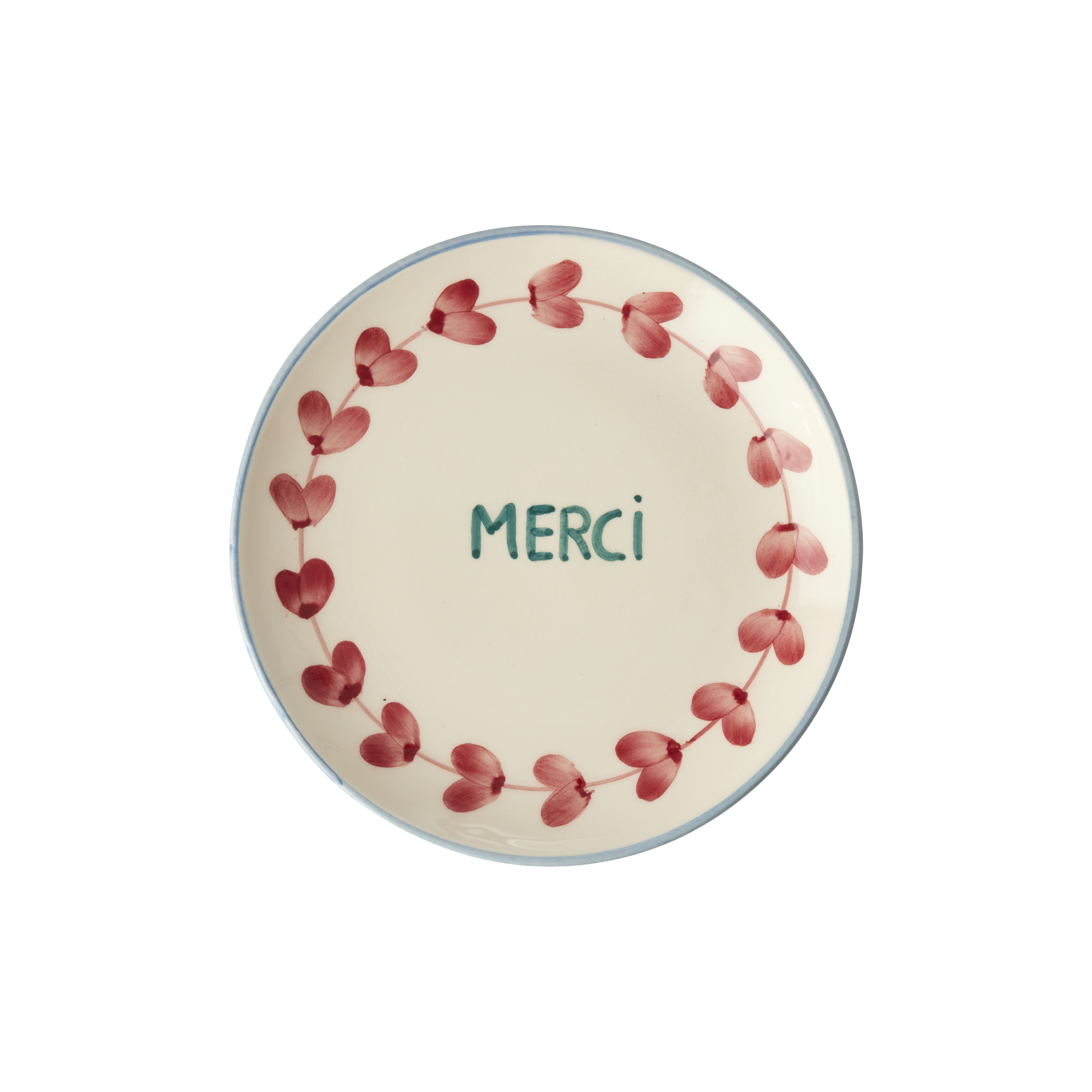 Ceramic Cake Plate with Hand Painted Merci by Rice By Rice - main product image for Resin Society