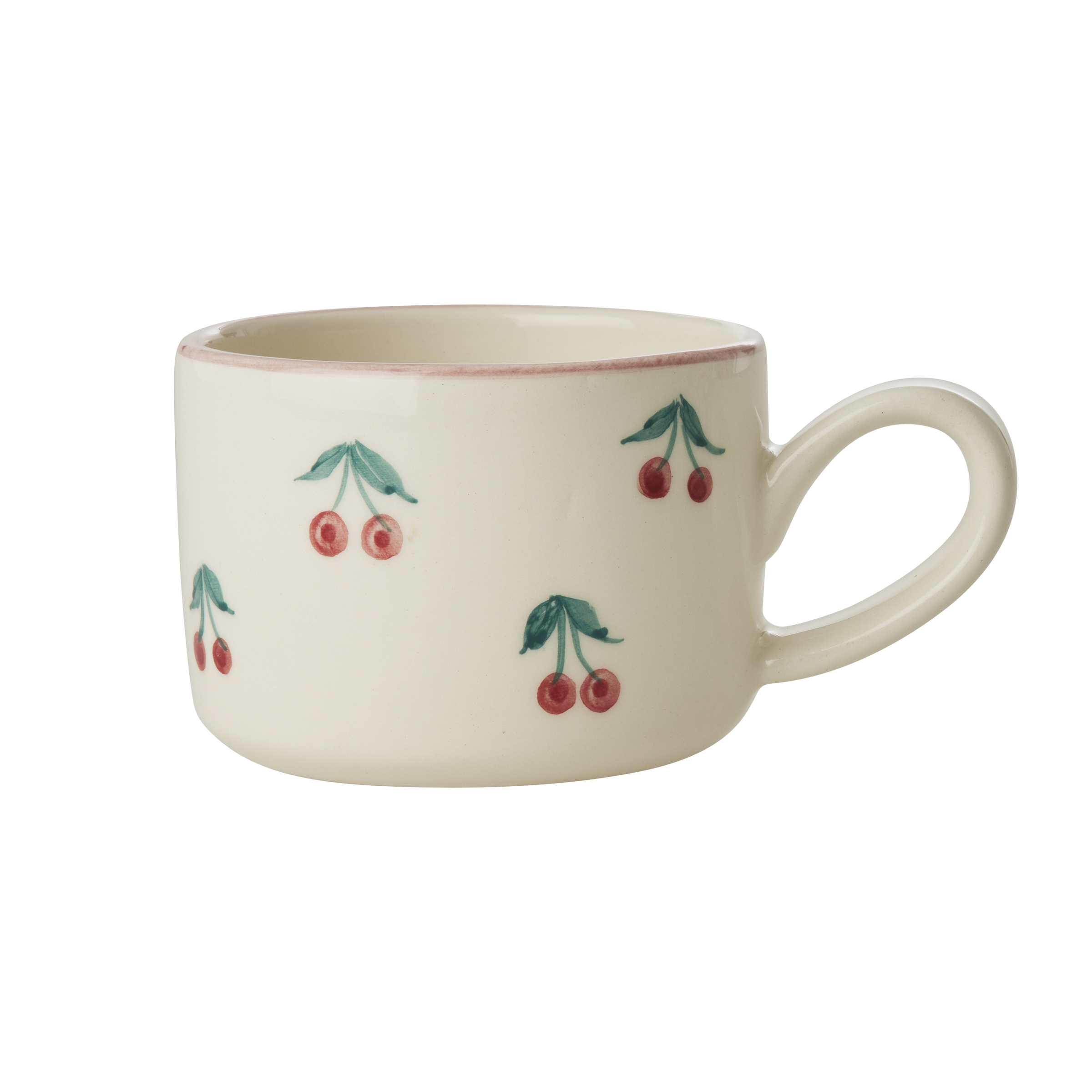 Ceramic Cappuccino Cup with Hand Painted Cherries - 6.7 oz by Rice By Rice - main product image for Resin Society