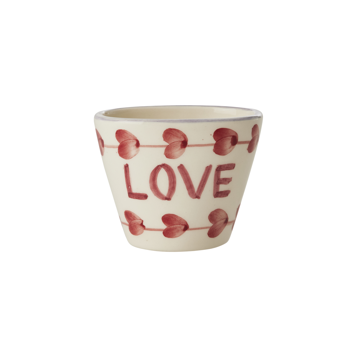 Ceramic Oval Espresso Cup with Hand Painted Love - 2.4 oz by Rice By Rice - main product image for Resin Society