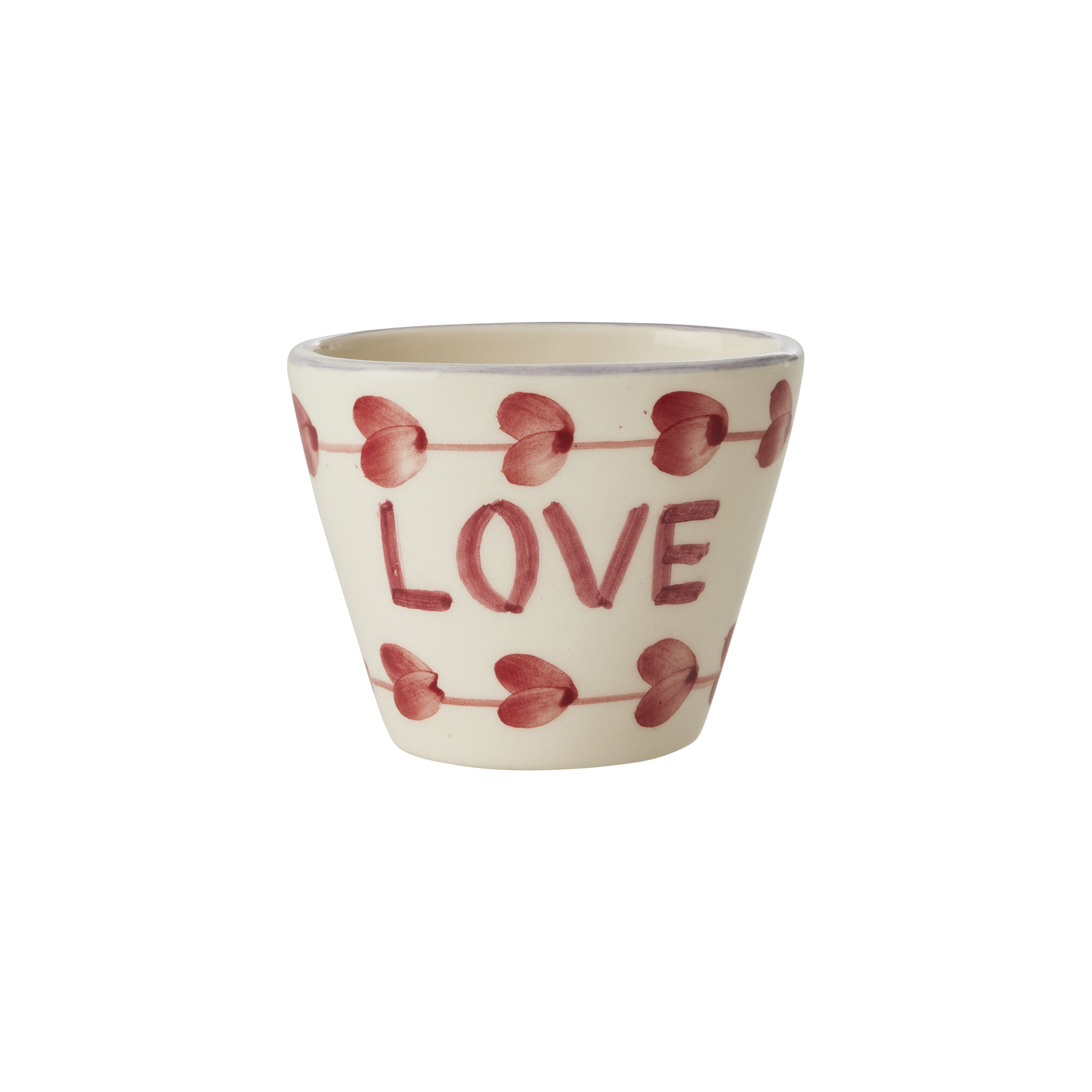 Ceramic Oval Espresso Cup with Hand Painted Love - 2.4 oz by Rice By Rice - main product image for Resin Society