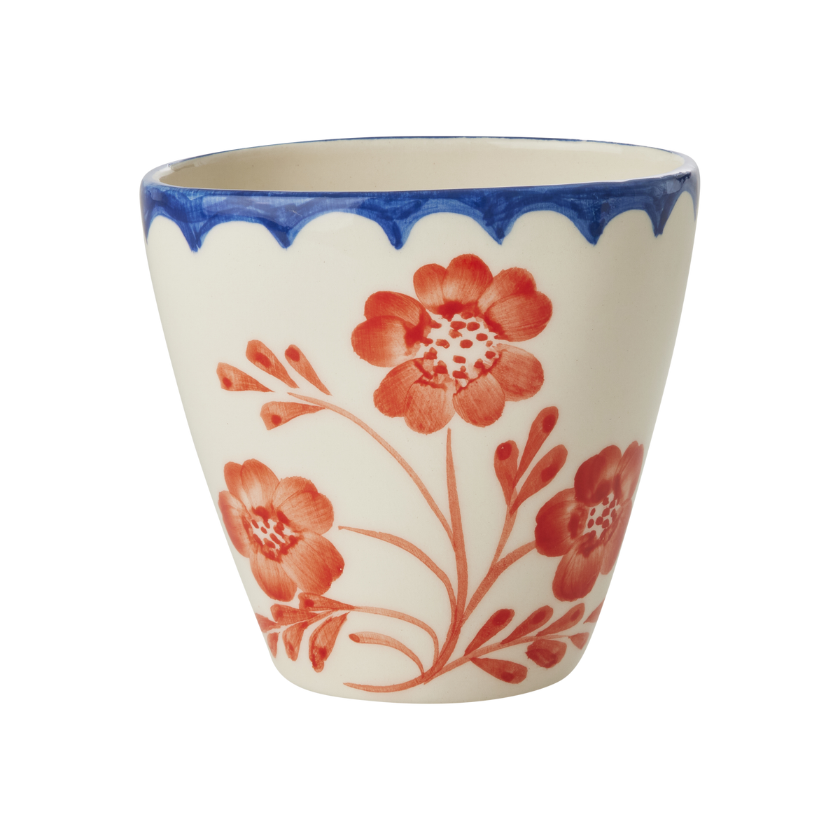 Ceramic Oval Cup with Hand Painted Vintage Flowers - 10.1 oz by Rice By Rice - main product image for Resin Society