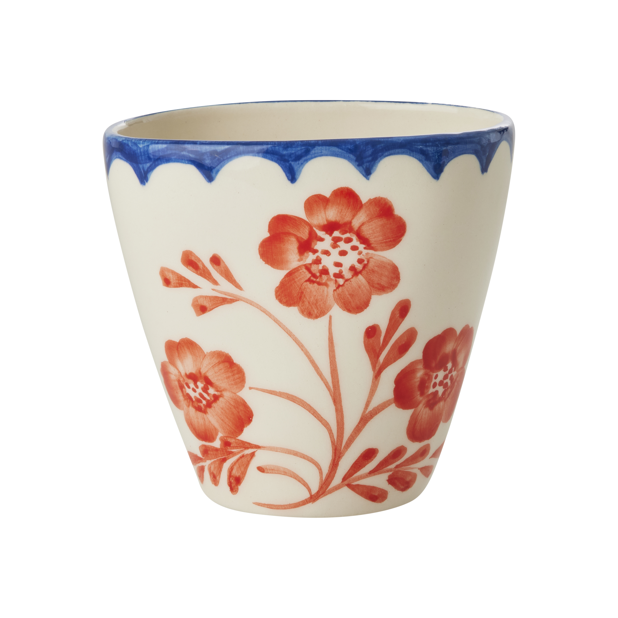 Ceramic Oval Cup with Hand Painted Vintage Flowers - 10.1 oz by Rice By Rice - main product image for Resin Society
