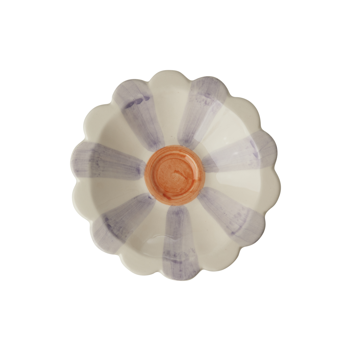 Ceramic Flower Dipping Bowl with Lavender Hand Painted Stripes by Rice By Rice - main product image for Resin Society
