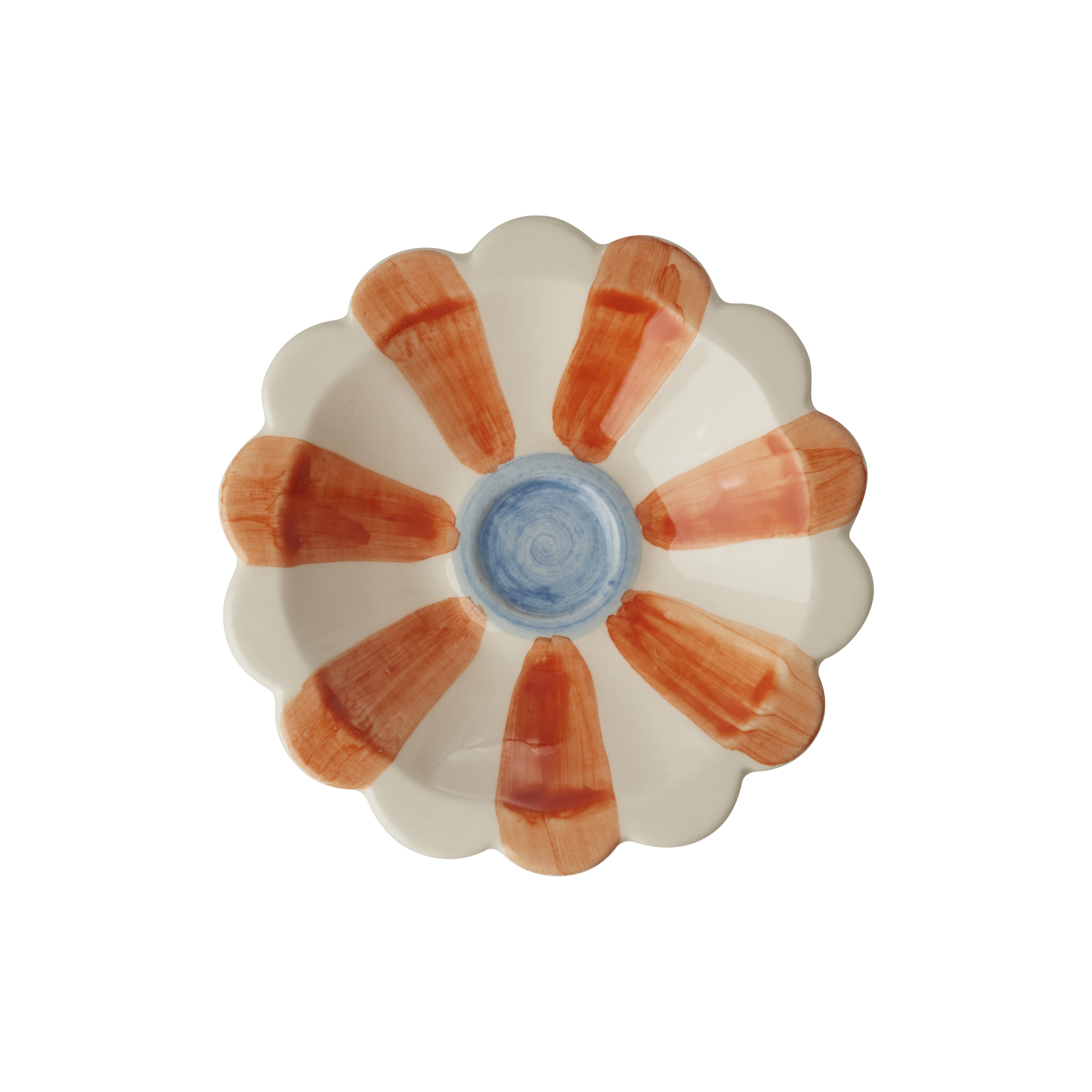 Ceramic Flower Dipping Bowl with Orange Hand Painted Stripes by Rice By Rice - main product image for Resin Society