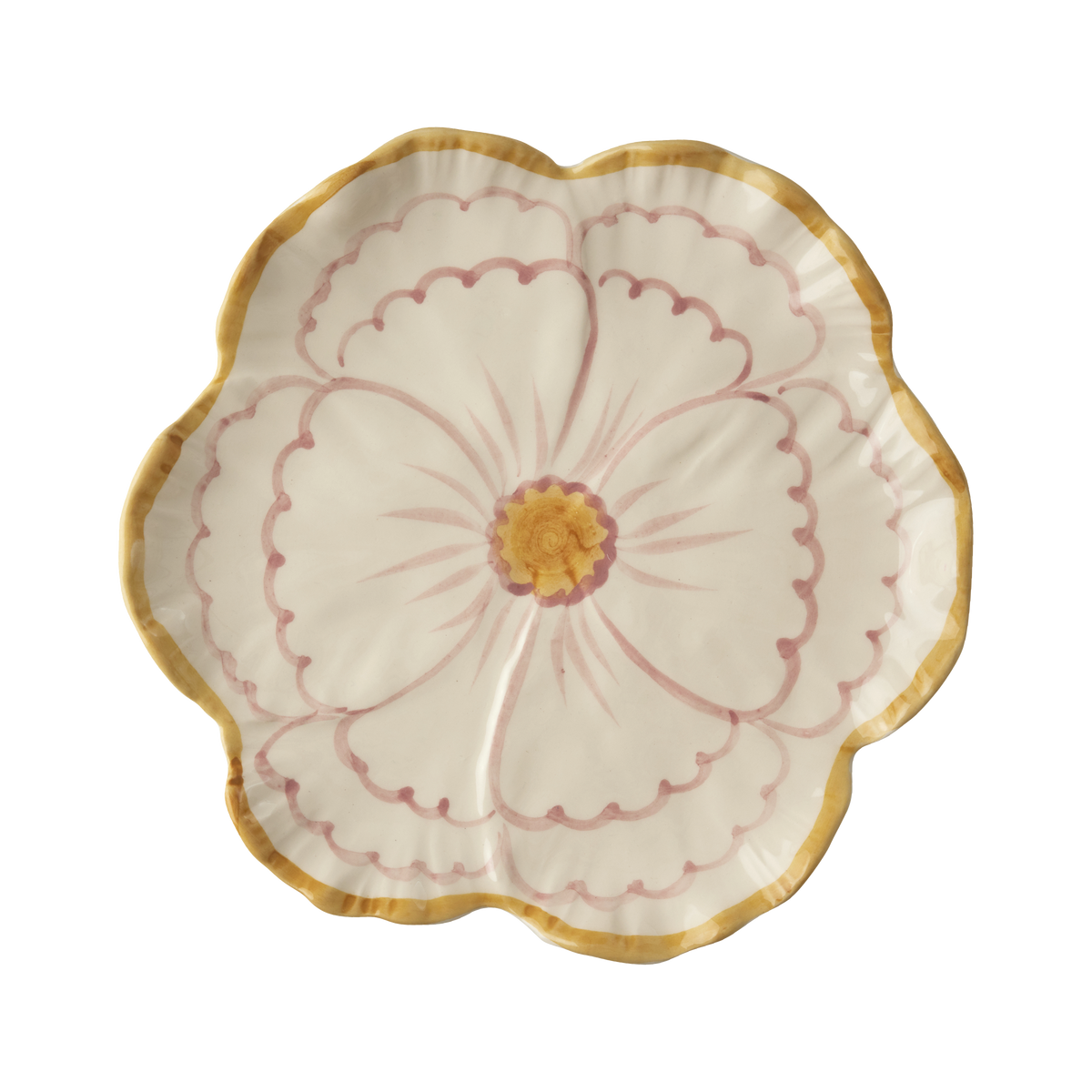 Ceramic Flower Shaped Side Plate with Yellow Border by Rice By Rice - main product image for Resin Society