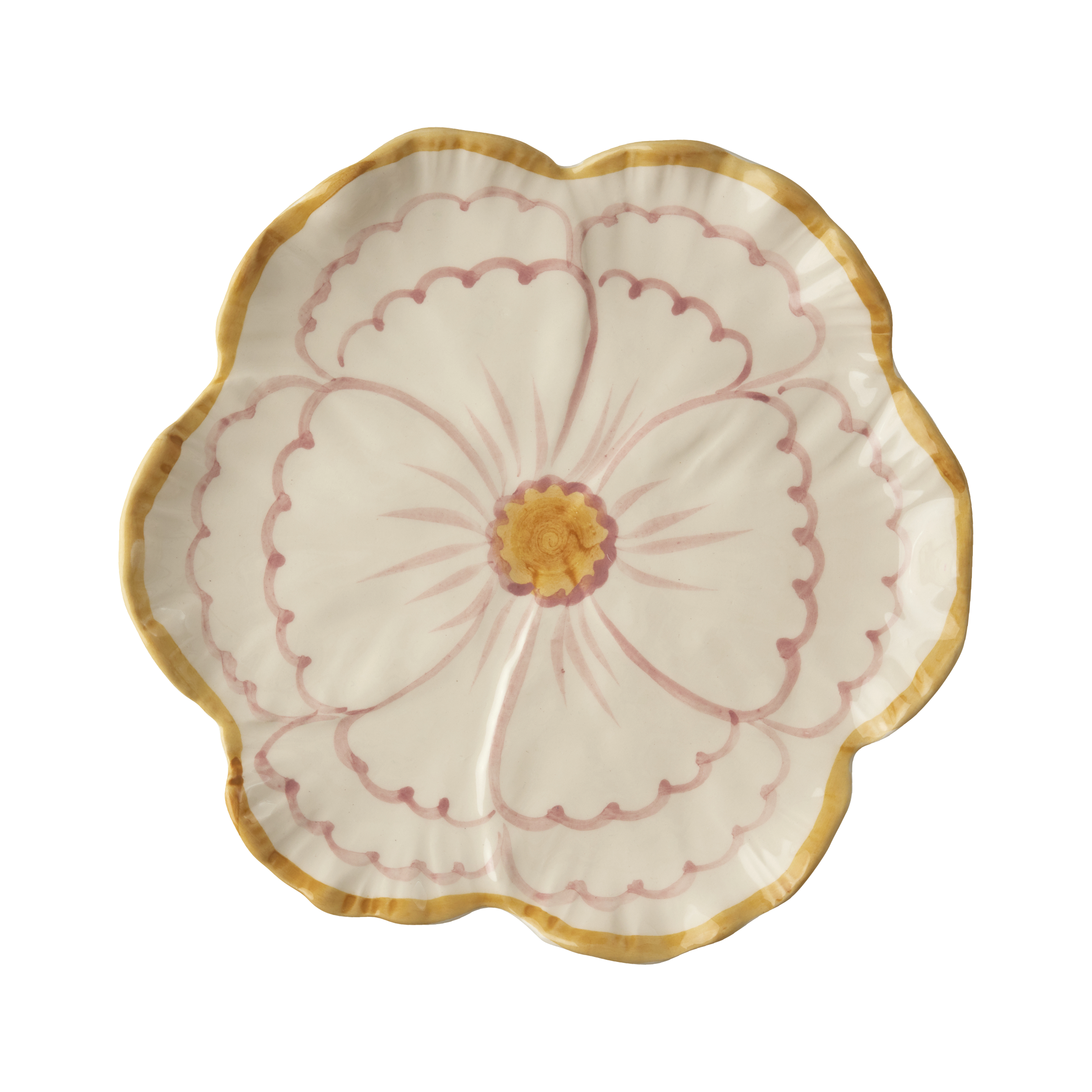 Ceramic Flower Shaped Side Plate with Yellow Border by Rice By Rice - main product image for Resin Society