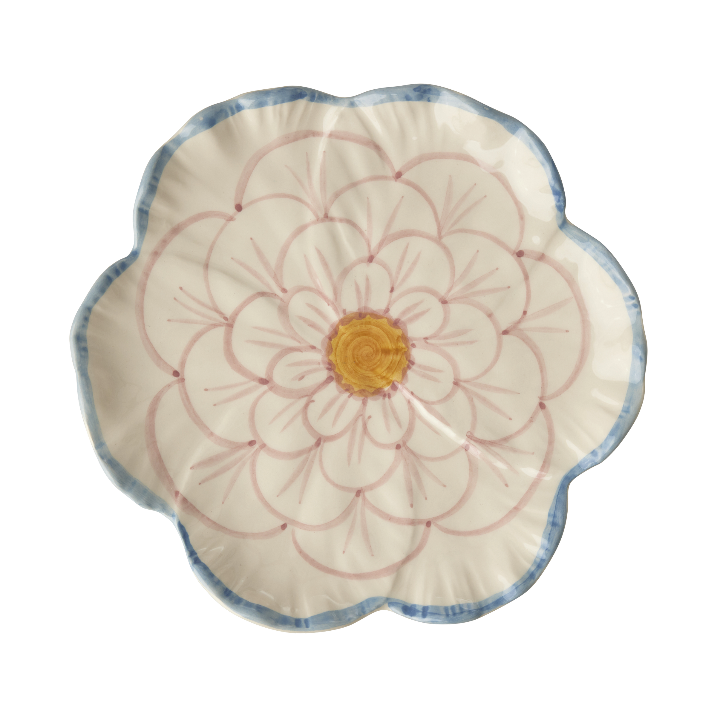 Ceramic Flower Shaped Side Plate with Blue Border by Rice By Rice - main product image for Resin Society