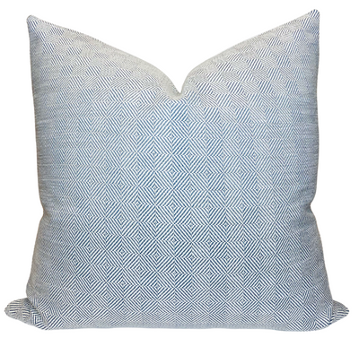 Chelsea Square Pillow Cover in Blue Haven displayed in a cozy setting