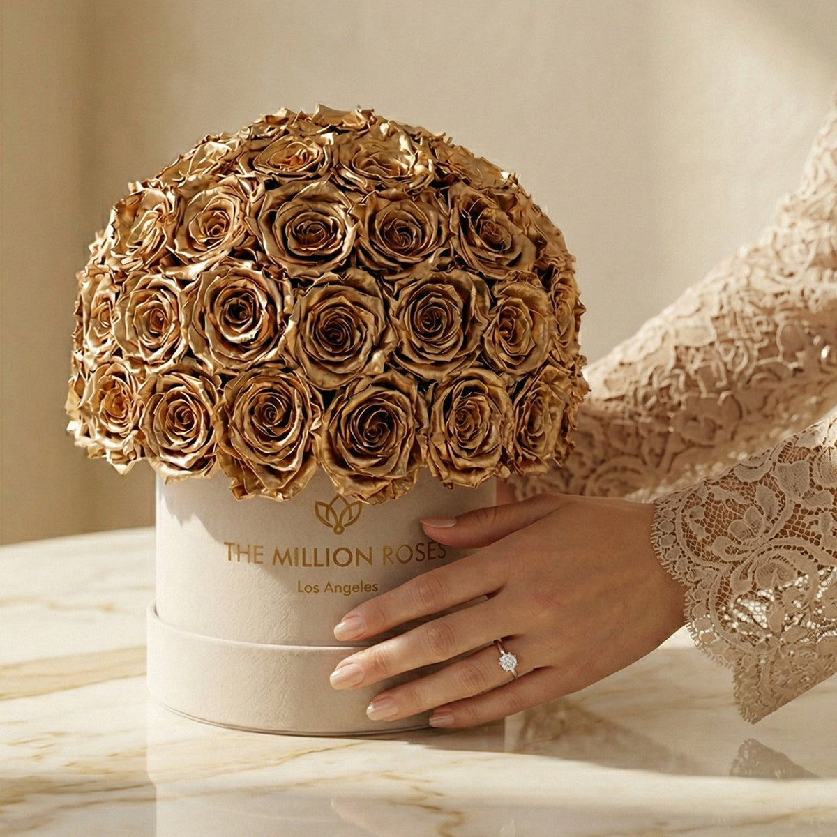 Classic Beige Suede Superdome Box by The Million Roses - product image 4 for Resin Society