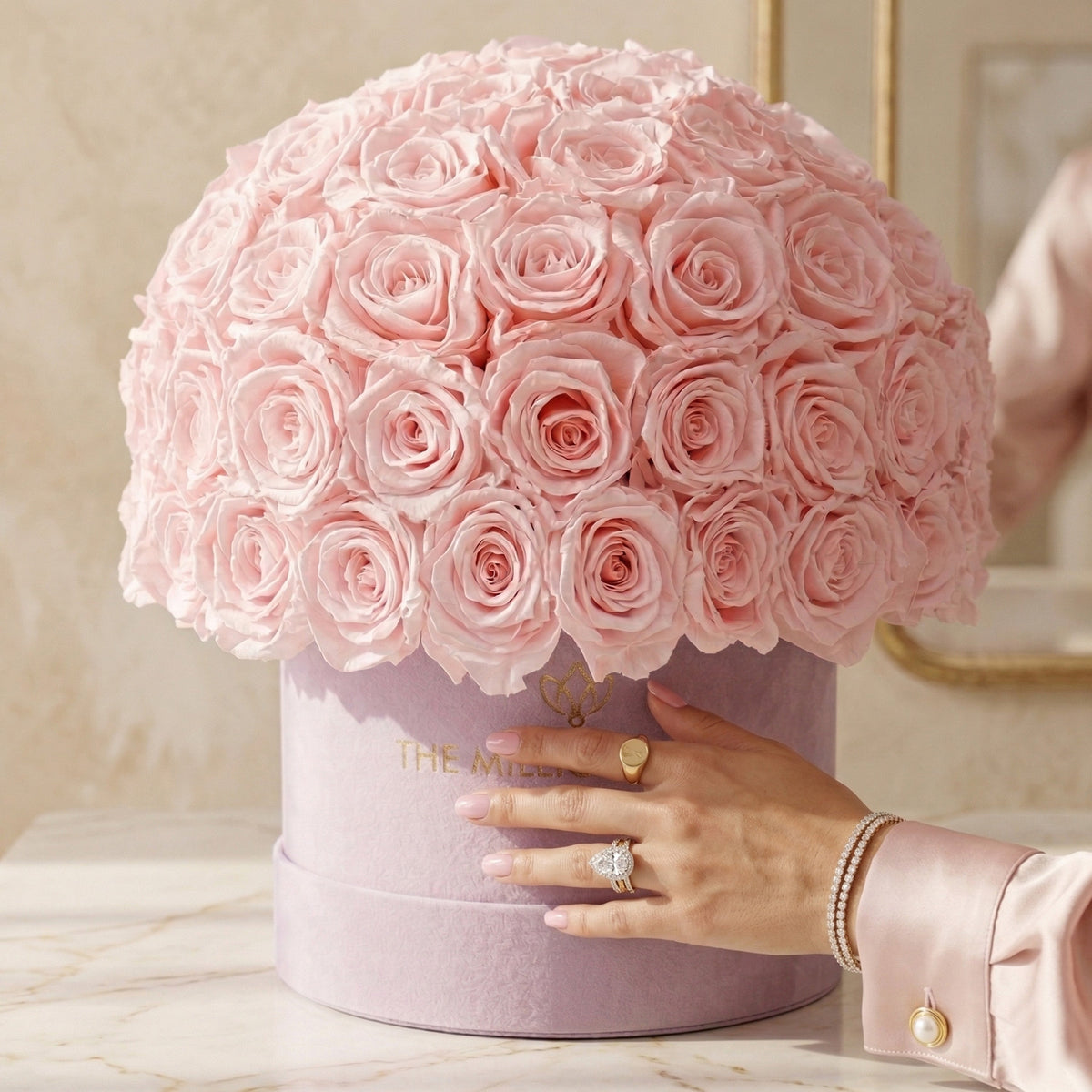 Classic Light Pink Suede Superdome Box by The Million Roses - product image 4 for Resin Society