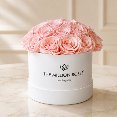 Classic White Dome Box | Light Pink Roses