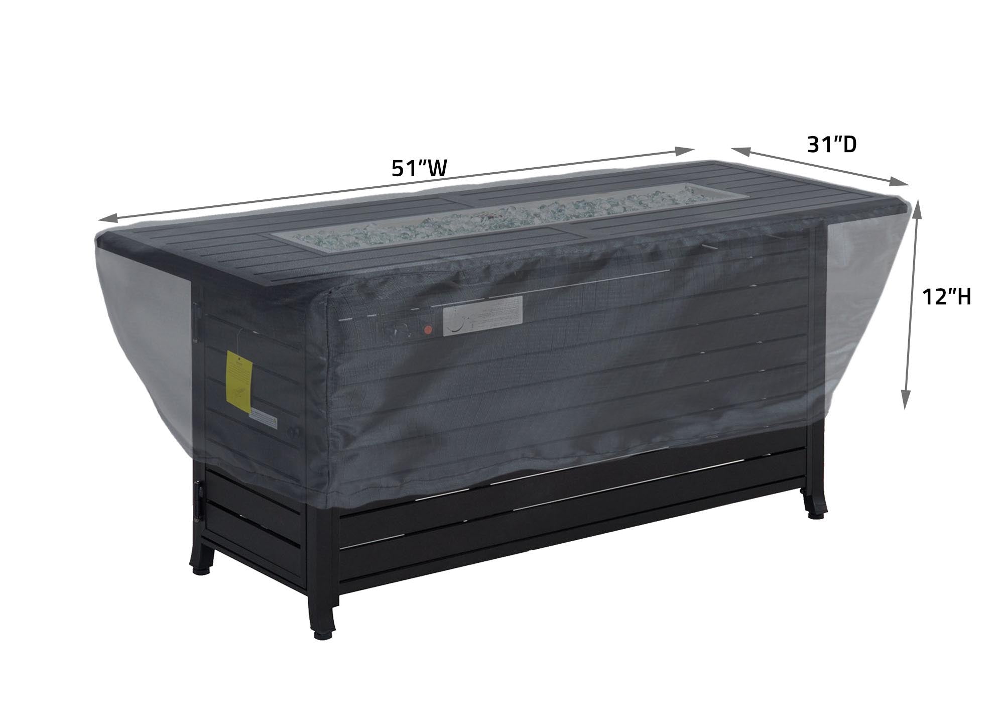 Fire Pit Cover Rectangle 50x30 - 51''Wx31''Dx12''H - Mercury by Shield Outdoor Covers - product image 2 for Resin Society