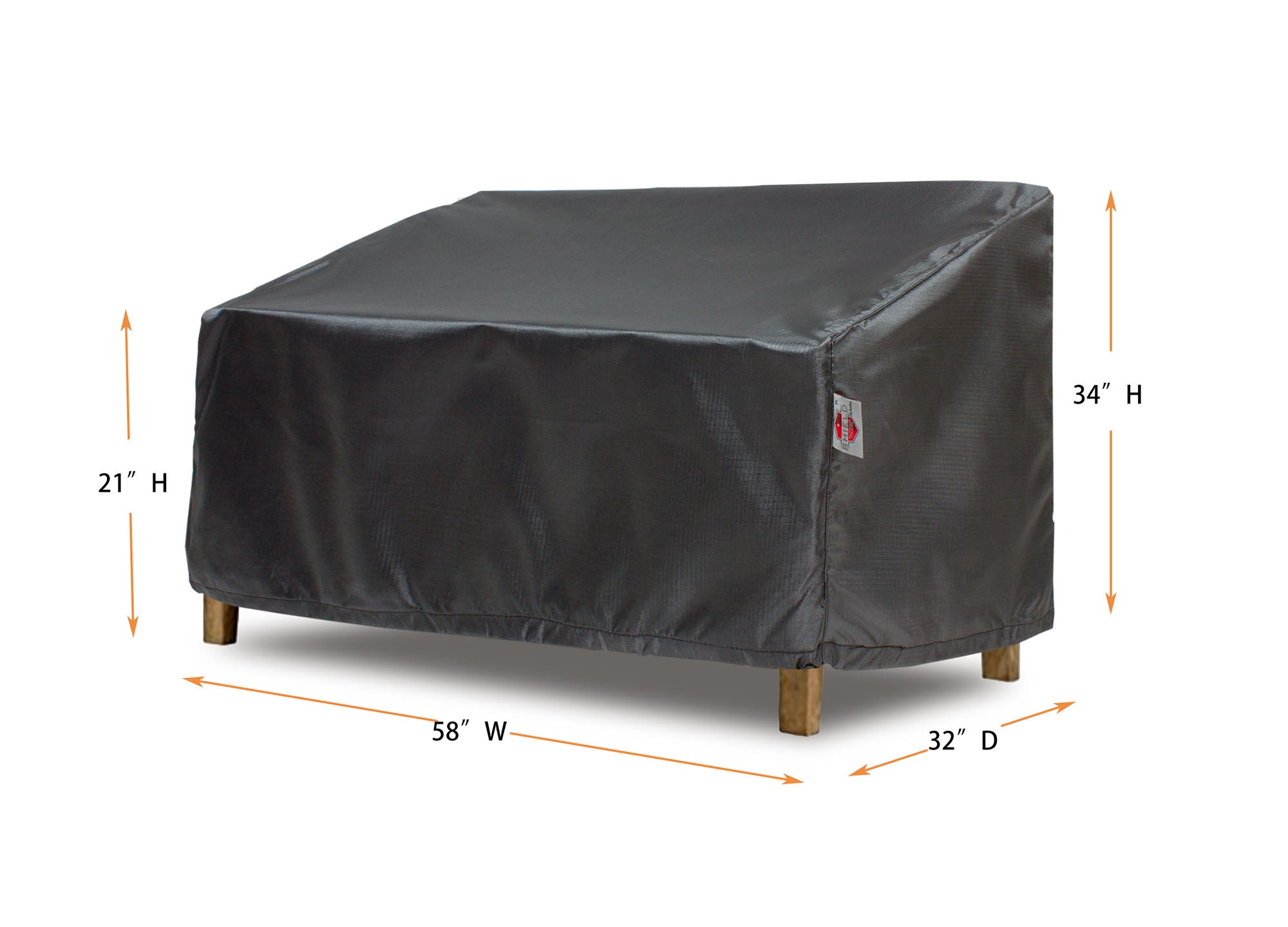love Small Cover - 58" W x 32" D x 21''/ 34" H - Mercury by Shield Outdoor Covers - product image 2 for Resin Society