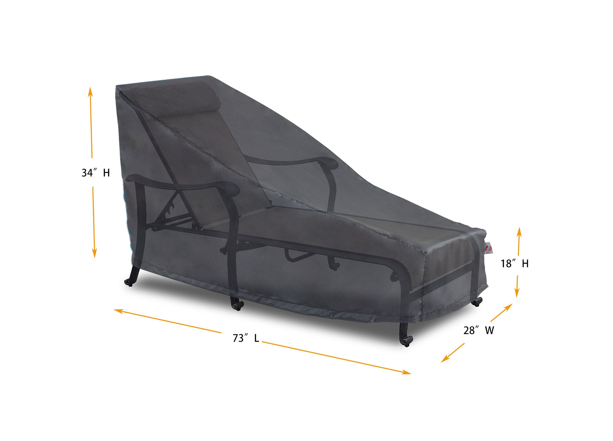 Chaise Lounge Cover - 73" L x 28" W x 18''/22.5"/37'' H - Mercury by Shield Outdoor Covers - product image 2 for Resin Society