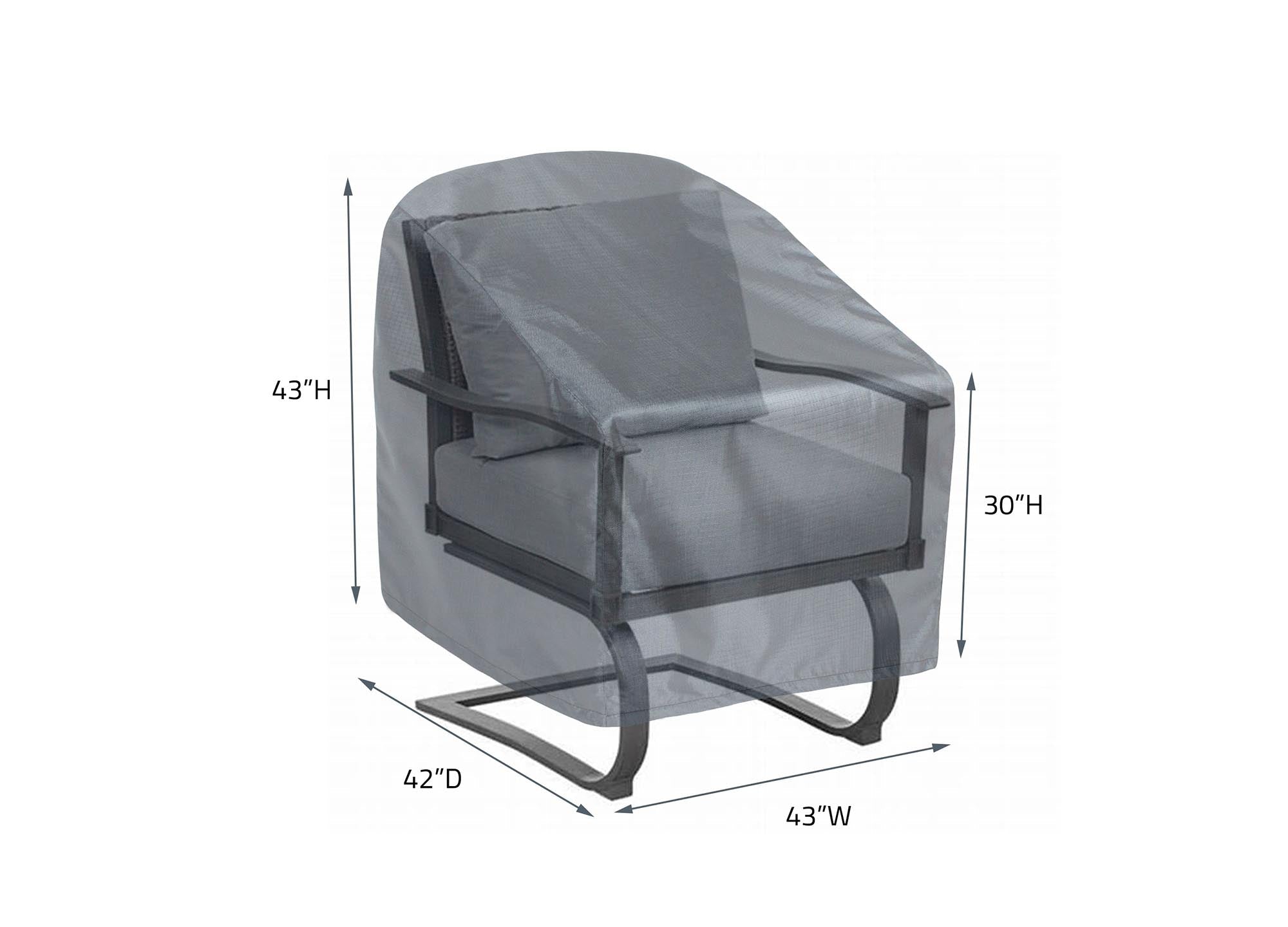 Lounge Chair Cover X Large - 43"Wx42"Dx43"H - Mercury by Shield Outdoor Covers - product image 2 for Resin Society