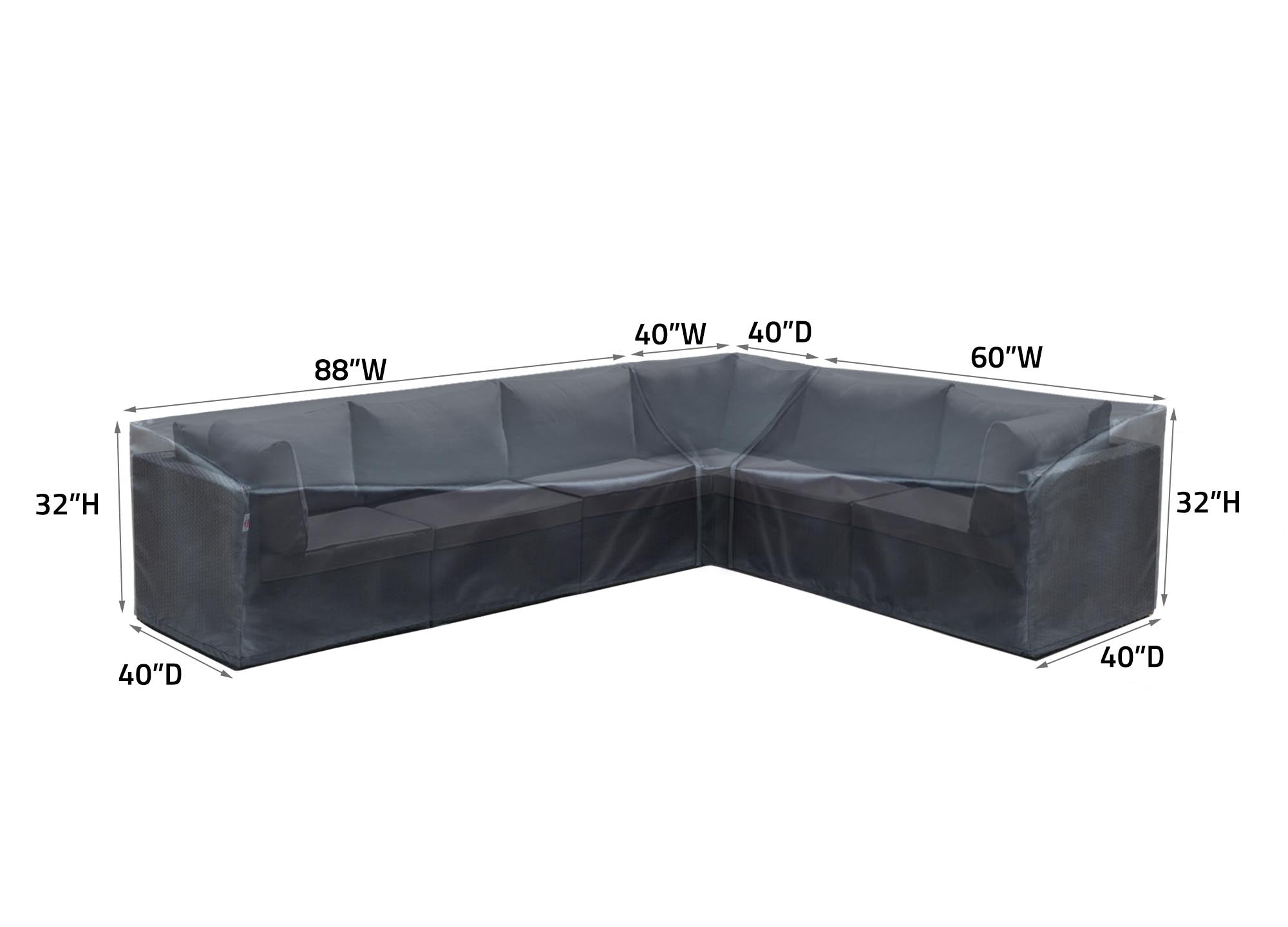 Modular Cover Sofa Right End - 88"Wx40"Dx18"H - Mercury by Shield Outdoor Covers - product image 4 for Resin Society