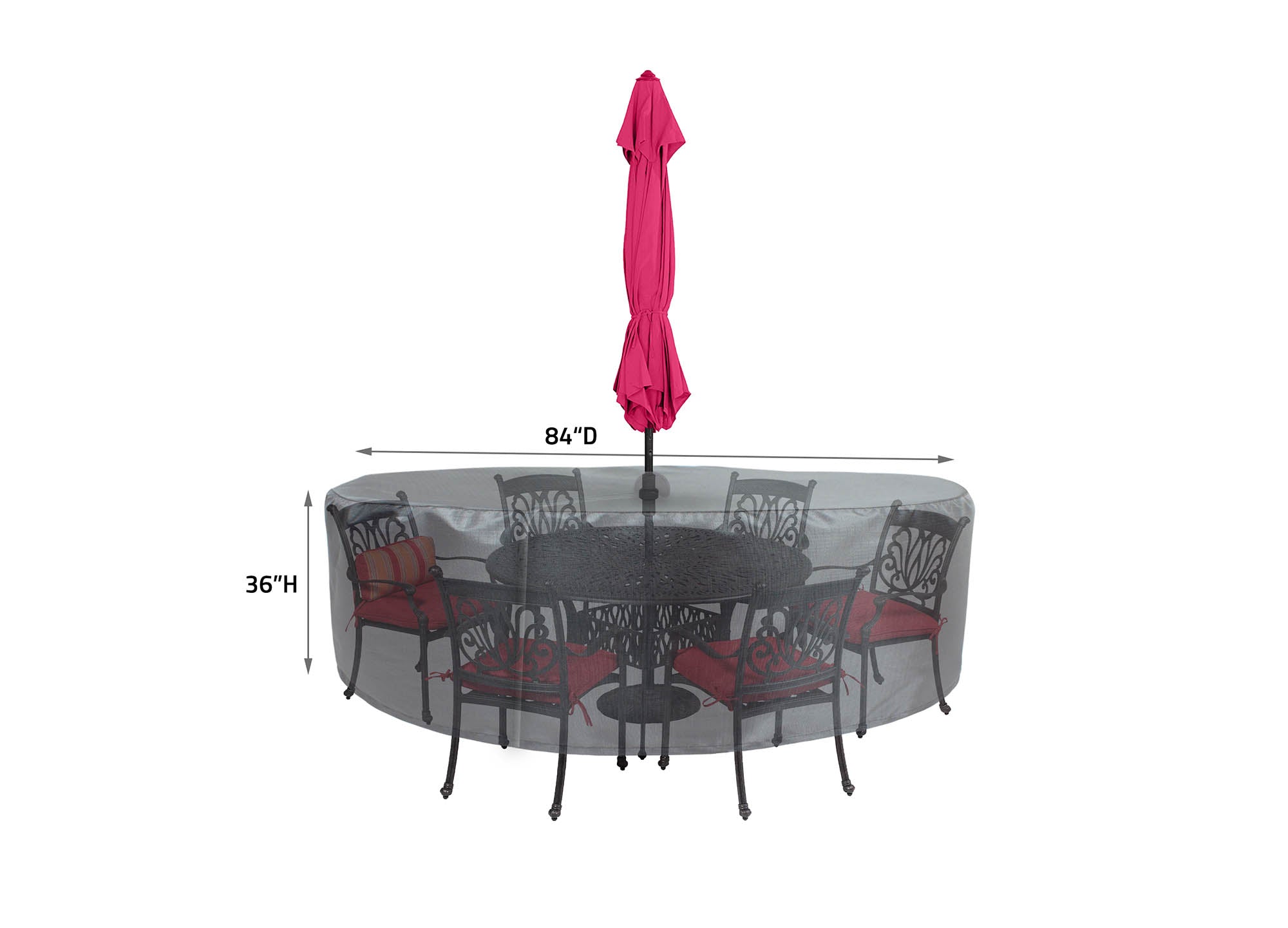 Round/Square Table Chair Cover 48" Velcro - DIA84'"x36'" - Mercury by Shield Outdoor Covers - product image 2 for Resin Society