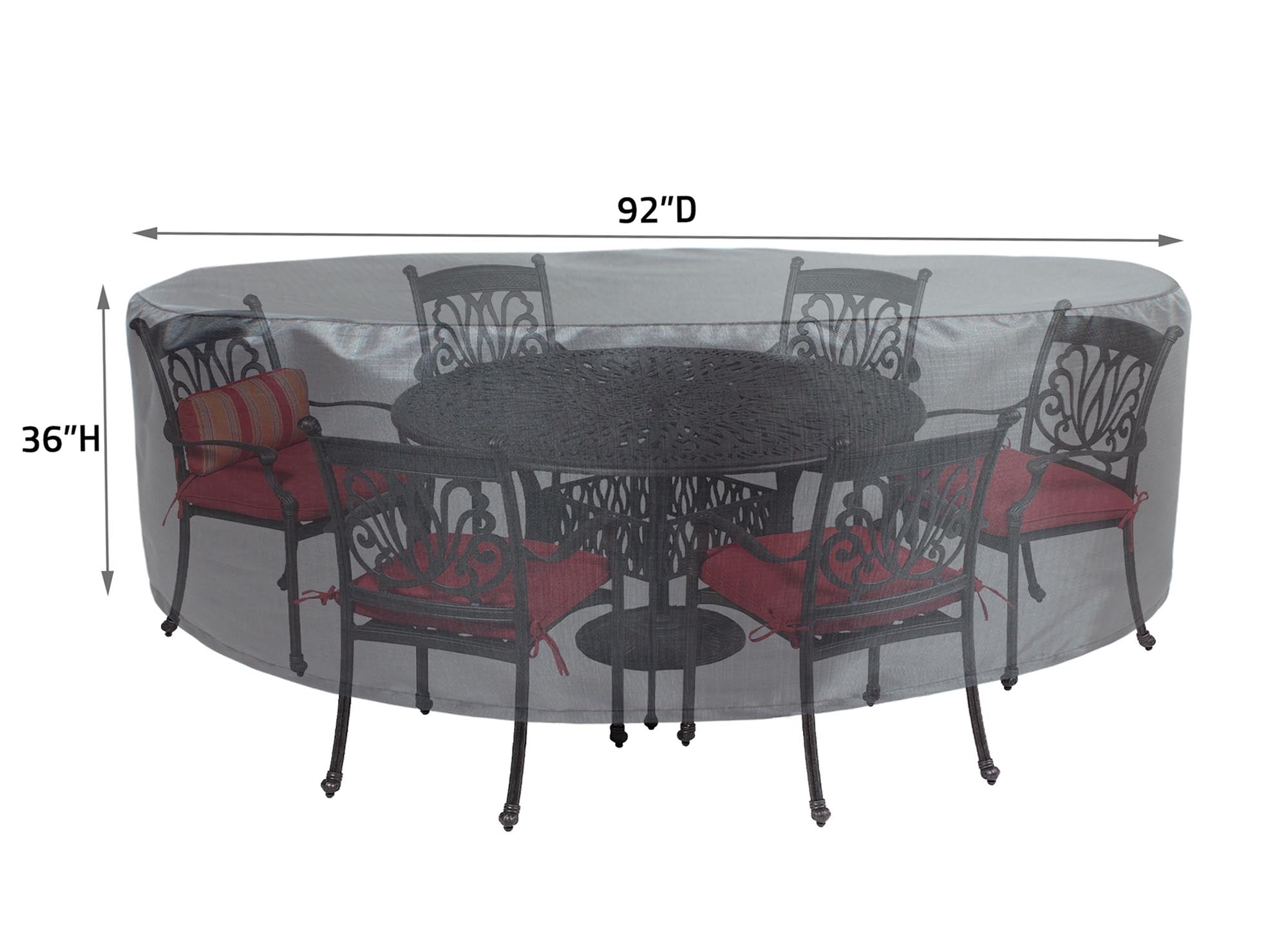 Round/Square Table Chair Cover 54" - DIA92'"x36'" - Mercury by Shield Outdoor Covers - product image 2 for Resin Society