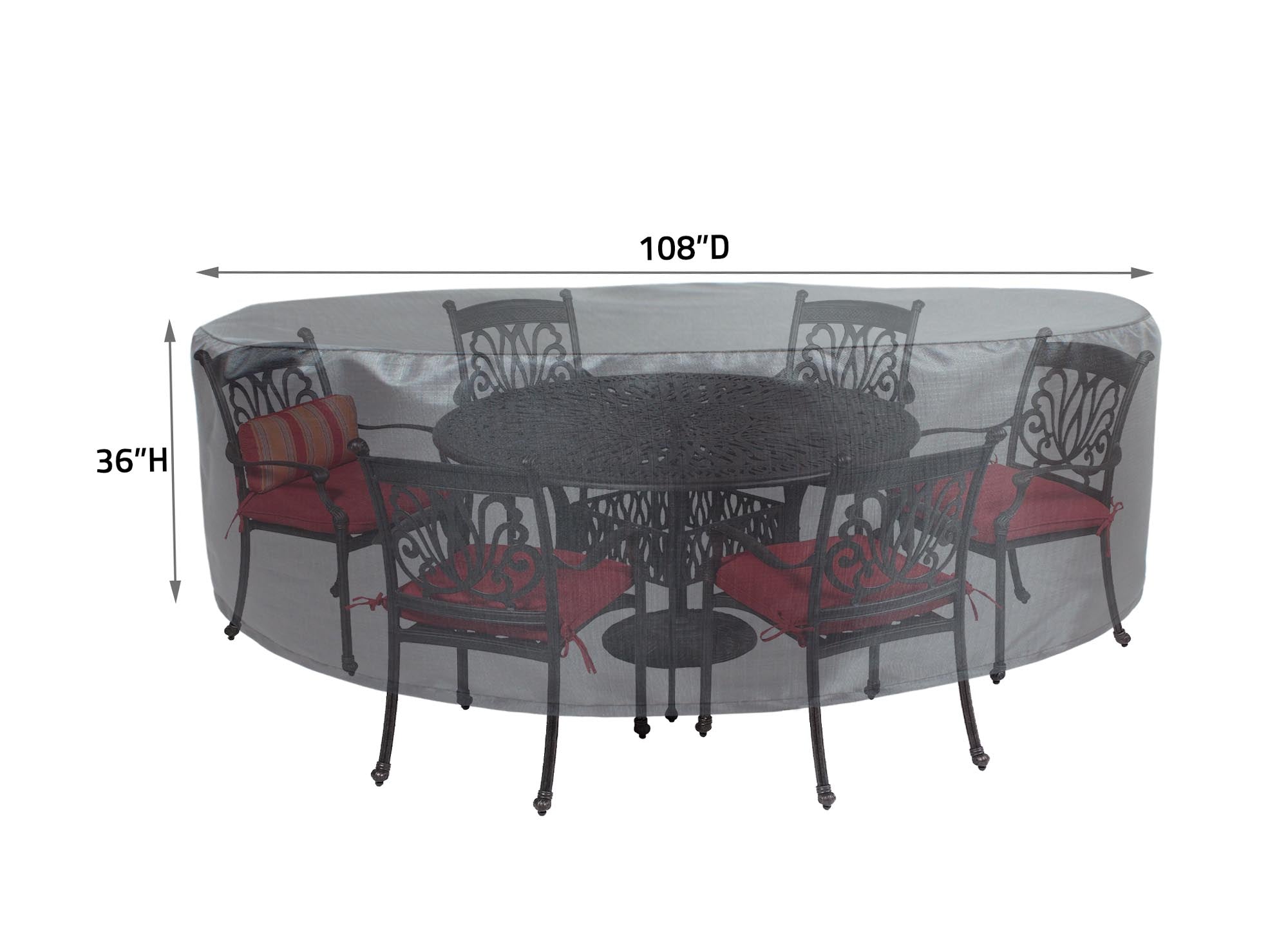 Round/Square Table Chair Cover 60" - DIA108"x36" - Mercury by Shield Outdoor Covers - product image 2 for Resin Society
