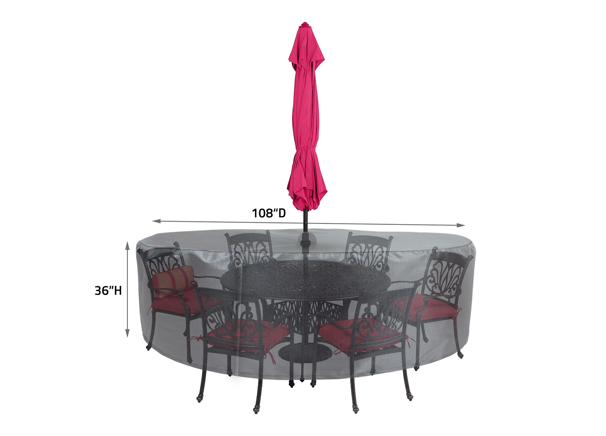 Round/Square Table Chair Cover 60" Velcro - DIA108"x36" - Mercury by Shield Outdoor Covers - product image 2 for Resin Society