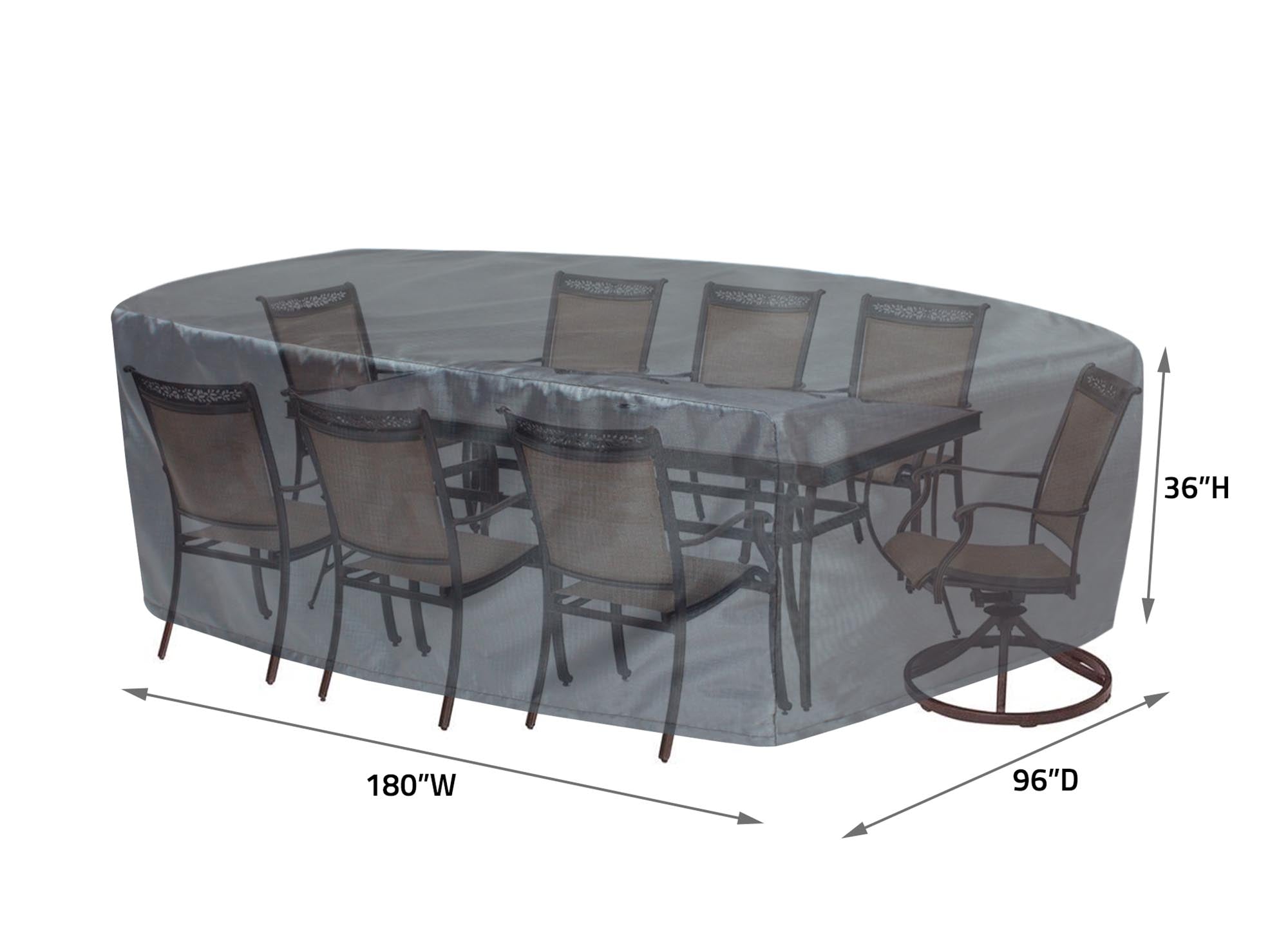 Oval/Rectangle Table Chair Cover 2X-Large - 96''Wx180''Dx36''H - Mercury by Shield Outdoor Covers - product image 2 for Resin Society