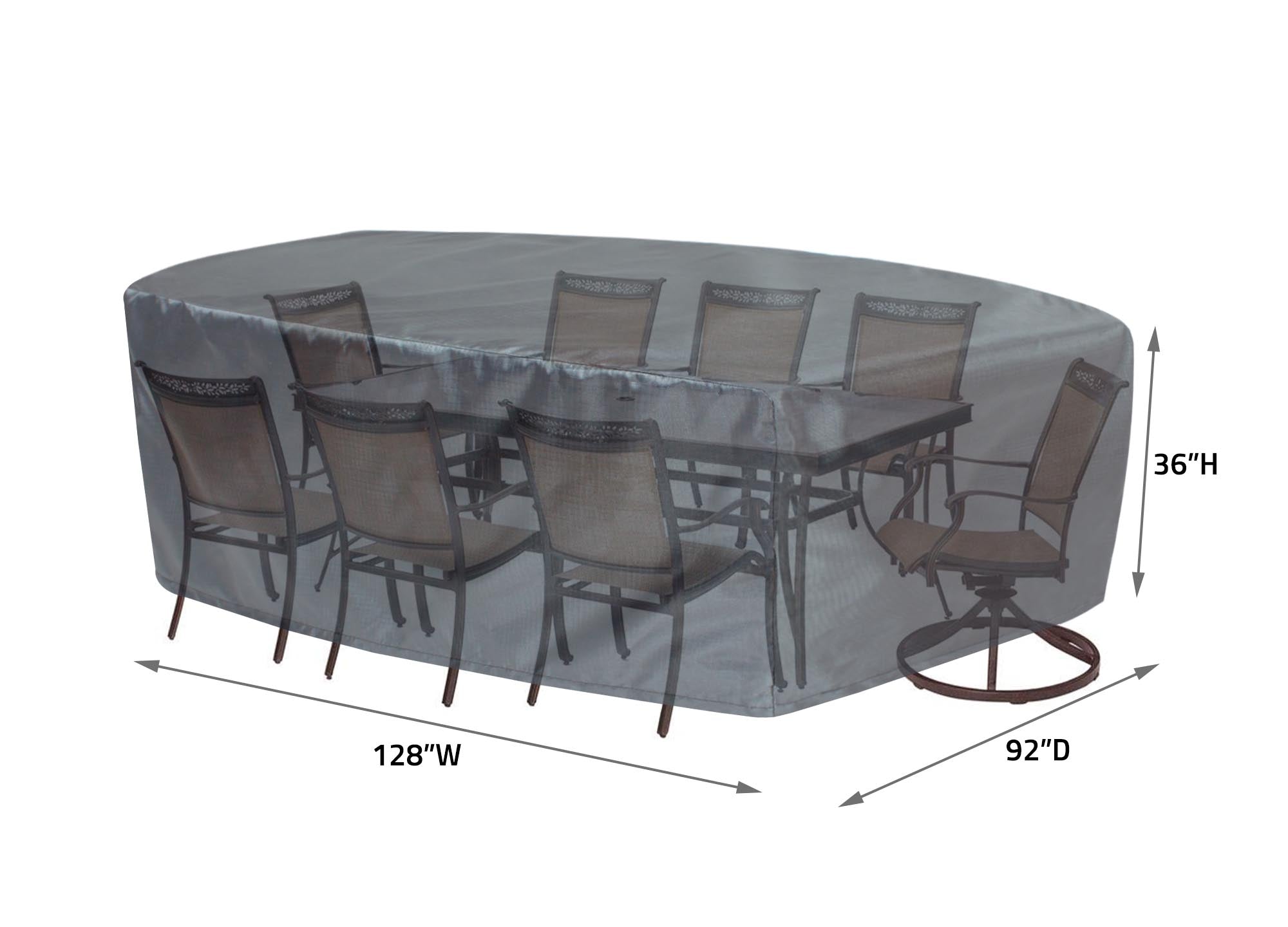 Oval/Rectangle Table Chair Cover X-Large - 92"Wx128"Dx36"H - Mercury by Shield Outdoor Covers - product image 2 for Resin Society