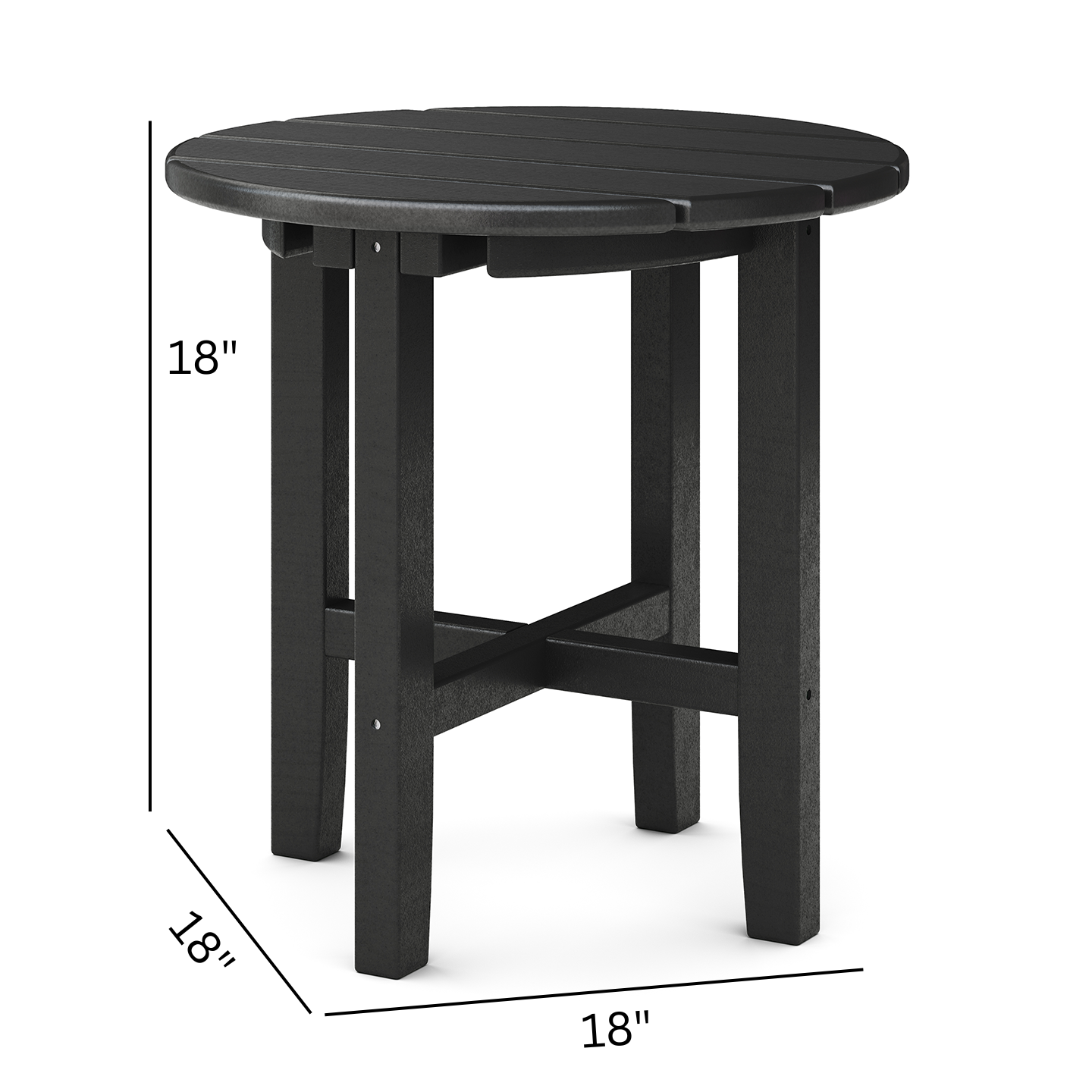 SoPoly 18 inch Classic Round Side Table in Black color