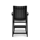 SoPoly Callaway Counter-Height Outdoor Dining Chair in Black, side and front views
