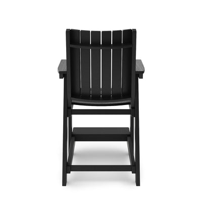 SoPoly Callaway Counter-Height Outdoor Dining Chair in Black, side and front views