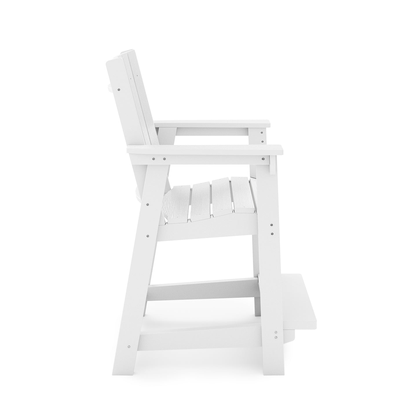 SoPoly Callaway Counter-Height Outdoor Dining Chair in Black, side and front views
