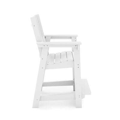 SoPoly Callaway Counter-Height Outdoor Dining Chair in Black, side and front views