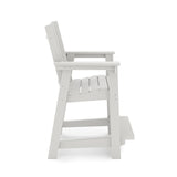 SoPoly Callaway Counter-Height Outdoor Dining Chair in Black, side and front views